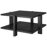 35" Black Square Coffee Table With Shelf