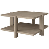 35" Gray Square Coffee Table With Shelf