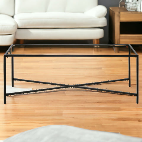 48" Black Glass And Steel Coffee Table