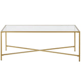 48" Gold Glass And Steel Coffee Table