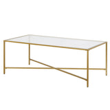 48" Gold Glass And Steel Coffee Table