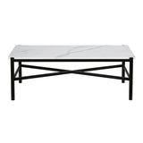 46" Black Faux Marble And Steel Coffee Table