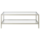 45" Silver Glass And Steel Coffee Table With Shelf