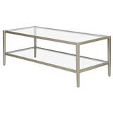 45" Silver Glass And Steel Coffee Table With Shelf