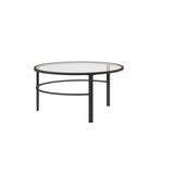 Set of Two 36" Clear And Black Glass And Steel Round Nested Coffee Tables