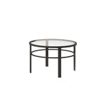 Set of Two 36" Clear And Black Glass And Steel Round Nested Coffee Tables