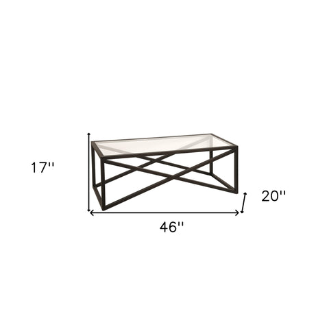 46" Black Glass And Steel Coffee Table