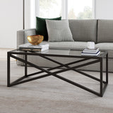 46" Black Glass And Steel Coffee Table