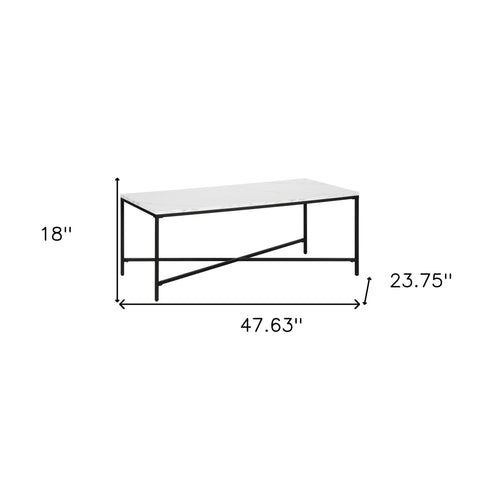 48" White And Black Steel Coffee Table