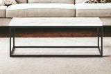 48" White And Black Faux Marble And Steel Coffee Table