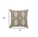 22" Beige Handmade Geometric Indoor Outdoor Throw Pillow Cover and Insert