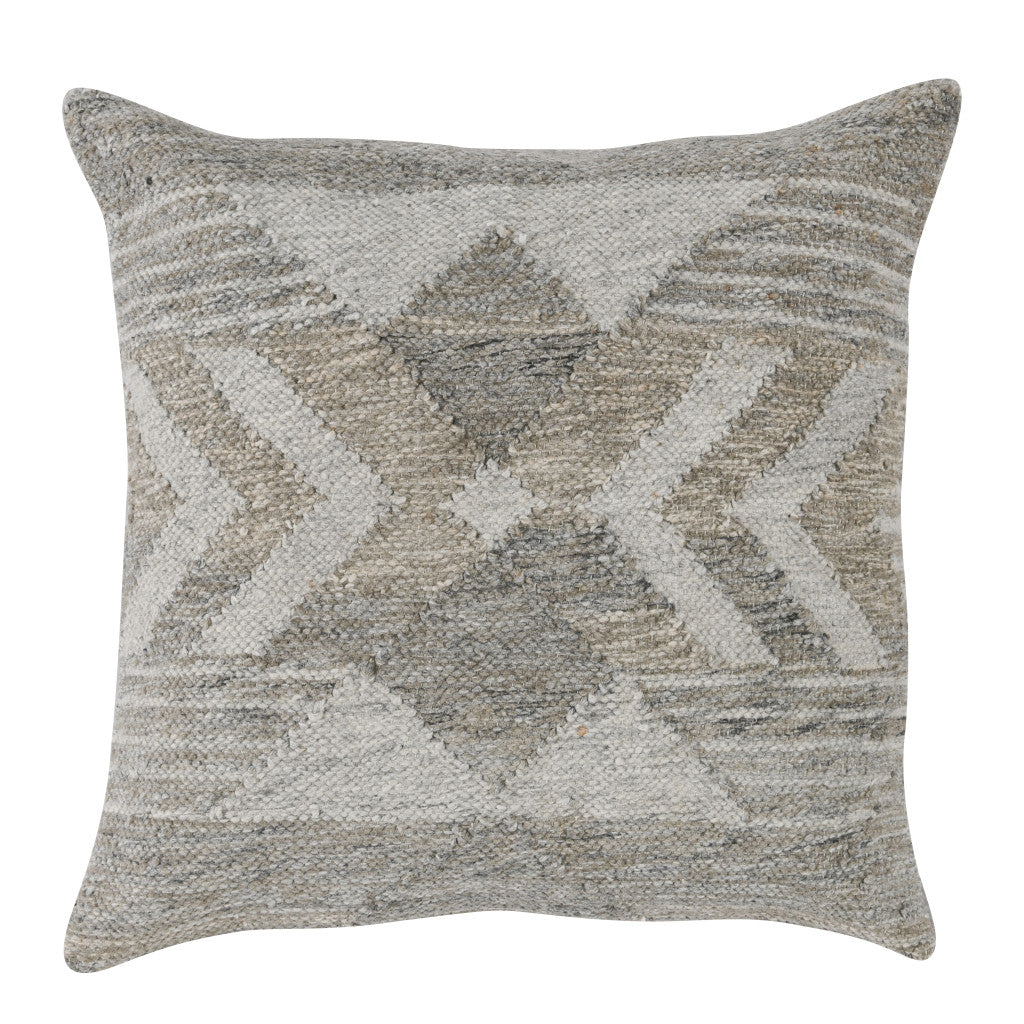 22" X 22" Gray Zippered Handmade Abstract Indoor Outdoor Throw Pillow