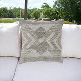 22" X 22" Gray Zippered Handmade Abstract Indoor Outdoor Throw Pillow