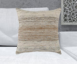 22" X 22" Beige And Ivory Zippered Handmade Abstract Indoor Outdoor Throw Pillow