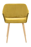 Yellow Upholstered Velvet Open Back Dining Chair