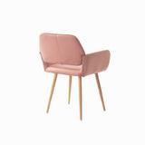 Pink Upholstered Velvet Open Back Dining Chair