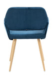 Blue Upholstered Velvet Open Back Dining Chair