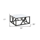 35" White And Black Steel Square Coffee Table