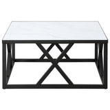 35" White And Black Steel Square Coffee Table