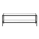 54" Black Glass And Steel Coffee Table With Shelf