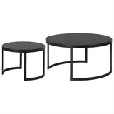 Set of Two 36" Black Steel Round Nested Coffee Tables