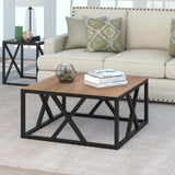 35" Black Steel Square Coffee Table