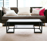 54" Black Glass And Steel Coffee Table With Shelf