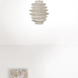 Single Rattan Dimmable Ceiling Light With White Shades