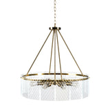 Chandelier Eight Light Iron And Glass Dimmable Semi-Flush Ceiling Light