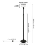 65" Black Novelty Floor Lamp With Clear Transparent Glass Dome Shade