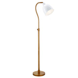 68" Brass Adjustable Reading Floor Lamp With White Frosted Glass Dome Shade