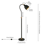 68" Black Adjustable Reading Floor Lamp With Black Dome Shade