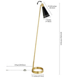 62" Black Reading Floor Lamp With Black Cone Shade