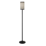 63" Black Torchiere Floor Lamp With Black Drum Shade