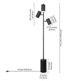 65" Black Three Light Tree Floor Lamp With Black Drum Shade