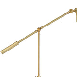 61" Brass Adjustable Swing Arm Floor Lamp With Gold Cone Shade