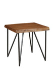 24" Black And Wood Brown Solid Wood End Table