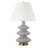 26" Gray and Gold Glass Table Lamp With White Empire Shade