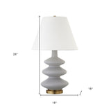 26" Gray and Gold Glass Table Lamp With White Empire Shade