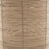 27" Natural Rattan Table Lamp With White Drum Shade
