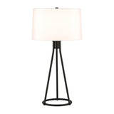 28" Black Metal Table Lamp With White Drum Shade