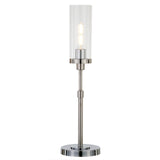 26" Nickel Metal Table Lamp With Clear Cylinder Shade