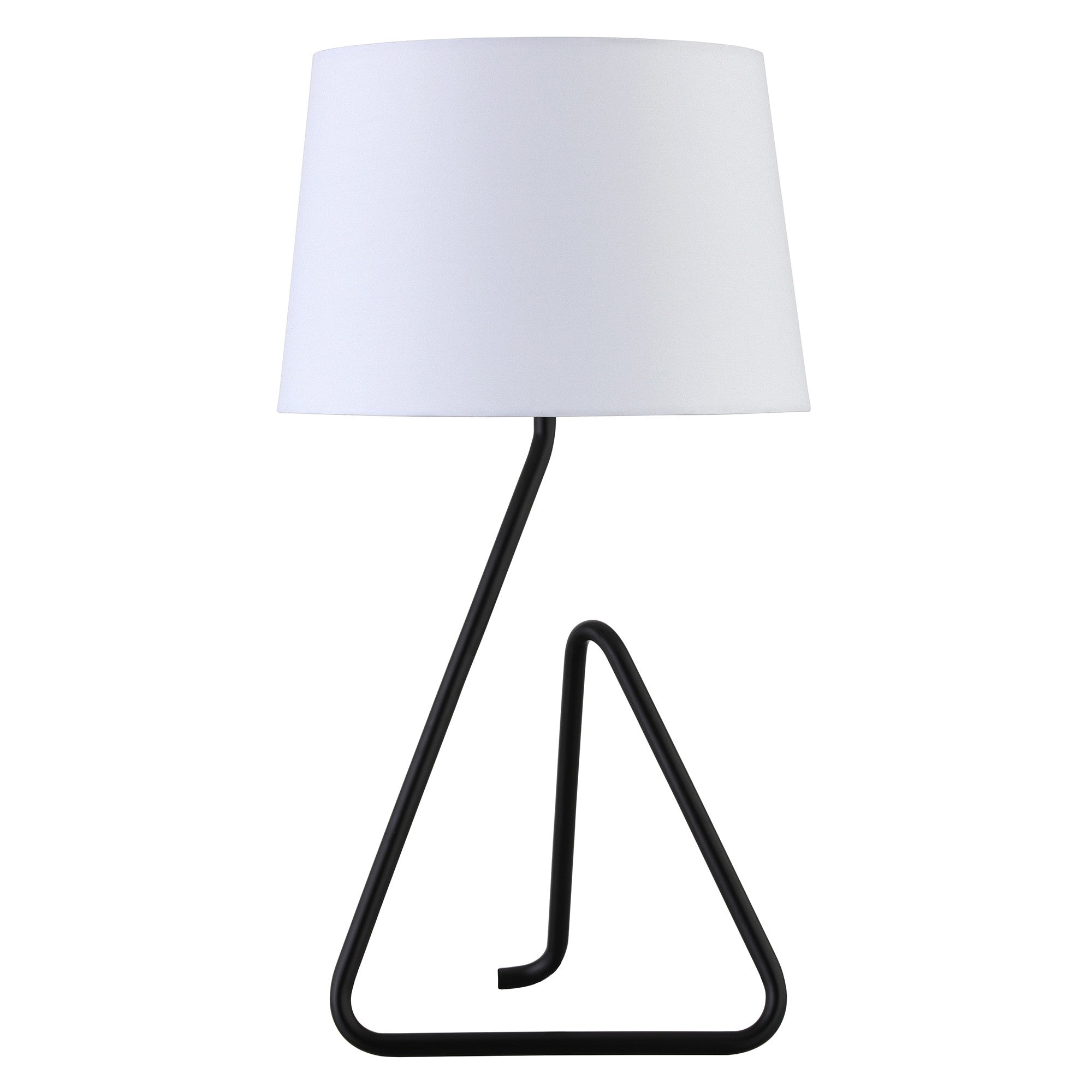 22" Black Metal Table Lamp With White Bell Shade