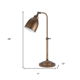 28" Bronze Metal Adjustable Lantern Table Lamp With Bronze Dome Shade