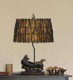 27" Bronze Bears in the Boat Table Lamp With Brown Novelty Shade