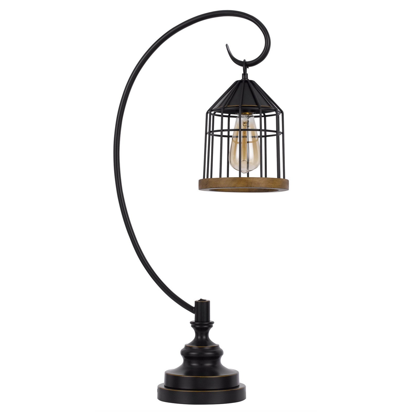 31" Bronze Metal Table Lamp With Bronze Cage Shade