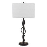 30" Bronze Metal Table Lamp With Off White Drum Shade