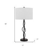 30" Bronze Metal Table Lamp With Off White Drum Shade