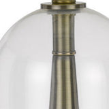 29" Clear Metal Table Lamp With White Empire Shade