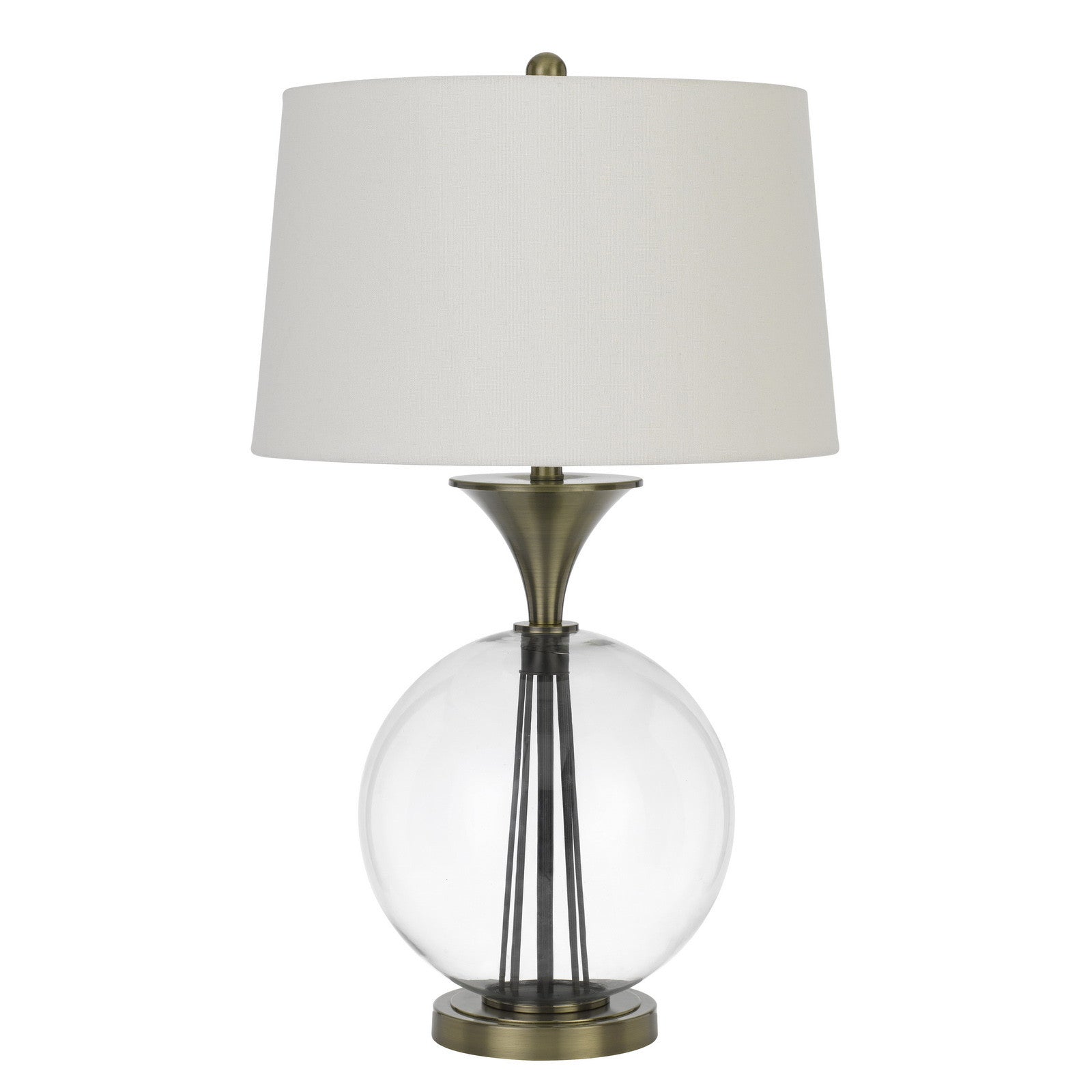 31" Clear Metal Table Lamp With White Empire Shade